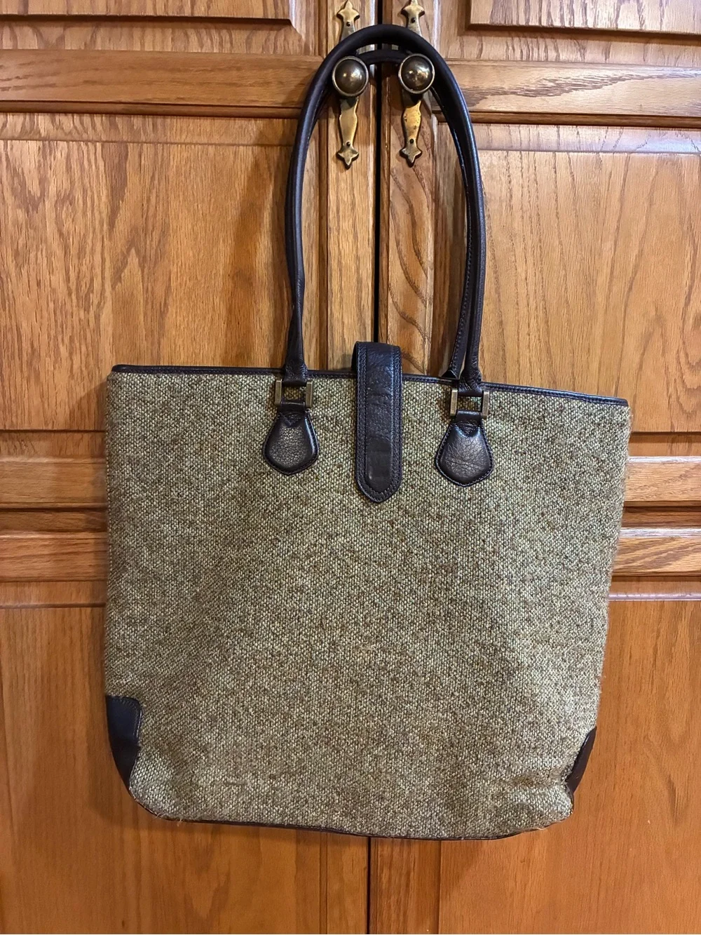 Vintage J Crew Herringbone Tweed Uptown Tote Bag